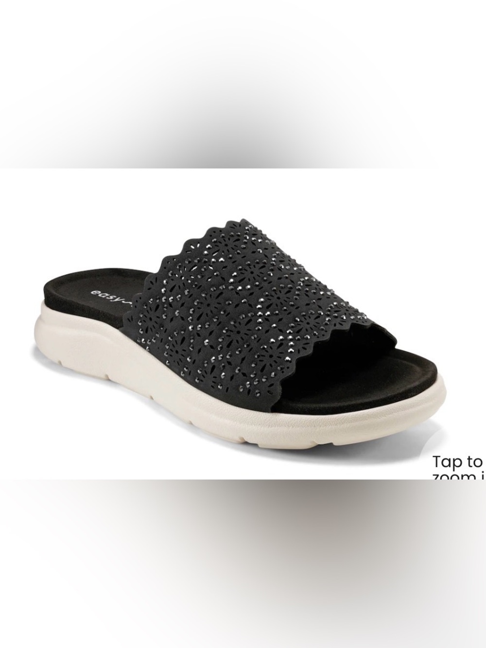 Easy Spirit Black Alora Cut-Out Embellished Comfort Slide Sandals Size 12